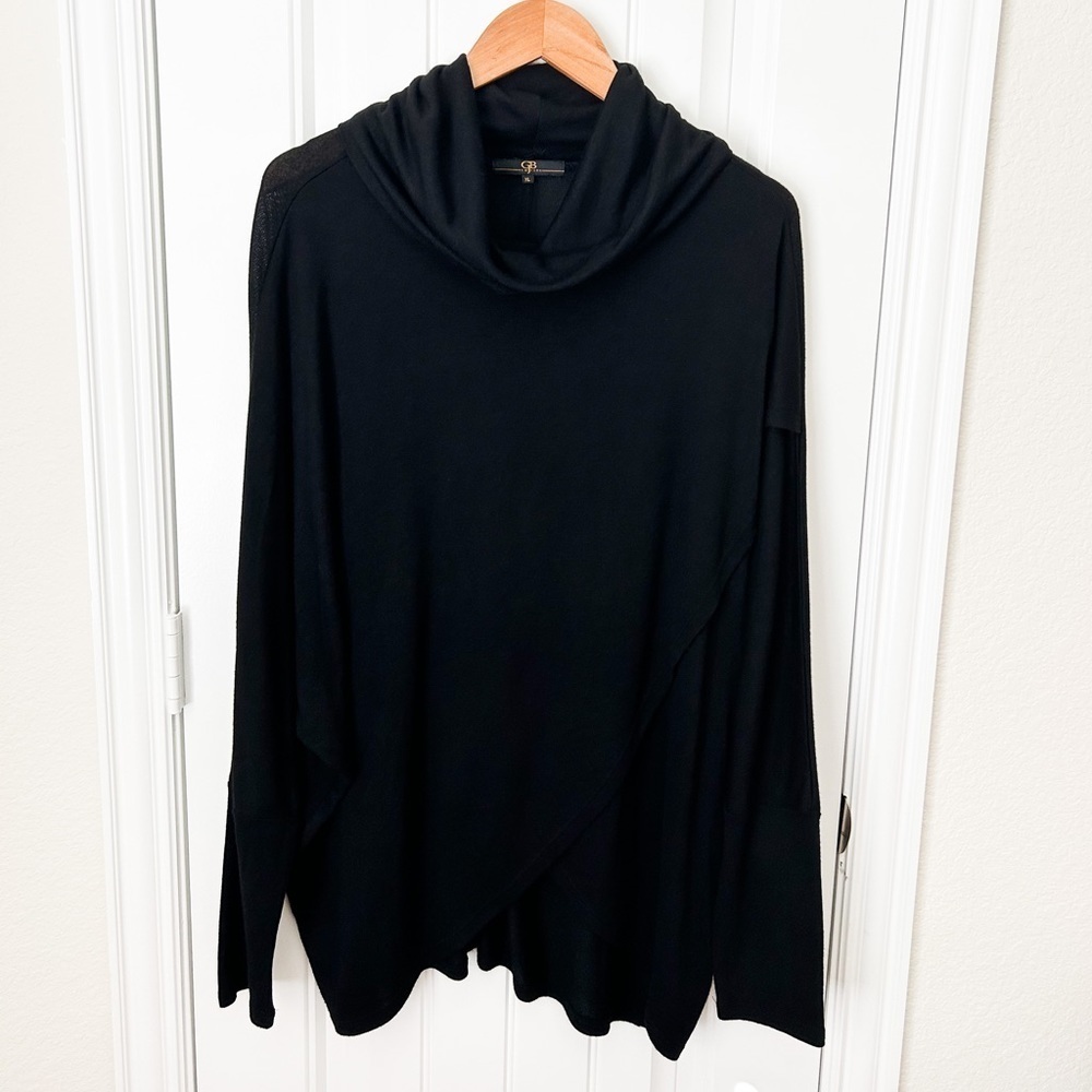 GJB New York Drape Neck Black Sweater Size XL